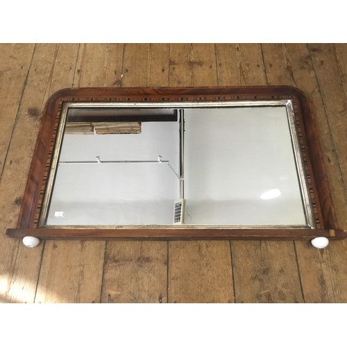 656 - A Victorian Walnut Framed & inlaid Pier Mirror. Measuring: 86cms x 50cms.