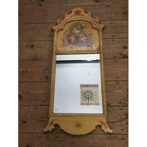 657 - A Painted Looking Glass Mirror. (AF). Measuring: 96cms high x 46cms across.