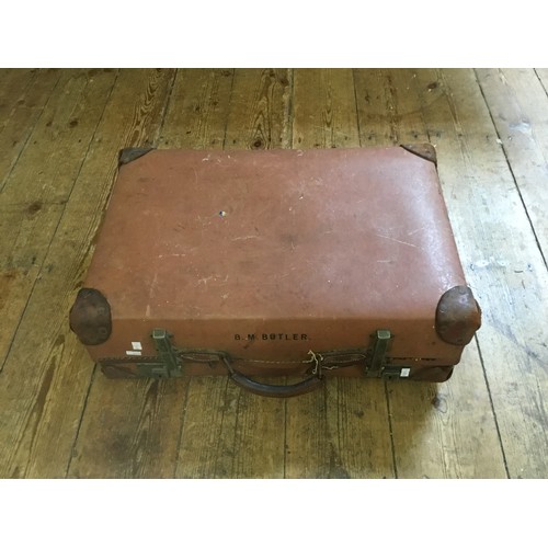 666 - A Revelation Vintage Suitcase with Leather Corners & Fold-Over Handle.