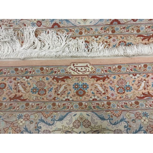 706 - A Silk Kashan Multi Coloured Central Floral Medallion Carpet with a Floral Pink Border & Large Cream... 