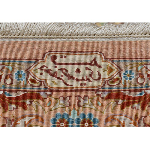 706 - A Silk Kashan Multi Coloured Central Floral Medallion Carpet with a Floral Pink Border & Large Cream... 