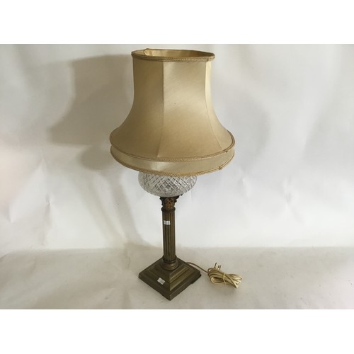 720 - A Brass Corinthian Column Oil Lamp converted.