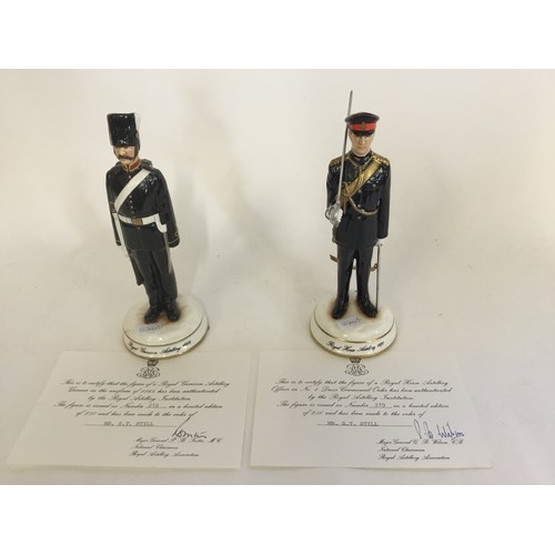 736 - A Michael Sutty Porcelain figure of the Royal Garrison Artillery 1864 & one other Royal Horse Artill... 