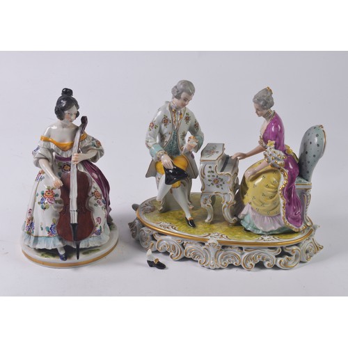 751 - A Naples Capodimonte Group consisting of a Young Couple playing a Spinet (AF) along with a similar s... 