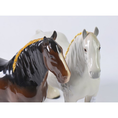 759 - A Beswick study of a White & Grey Dappled Shire Horse with a Yellow Platted Mane & one Other in Brow... 