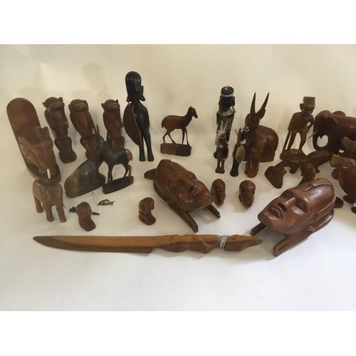 820 - A quantity of African Carvings to include Ebony & Hardwood.