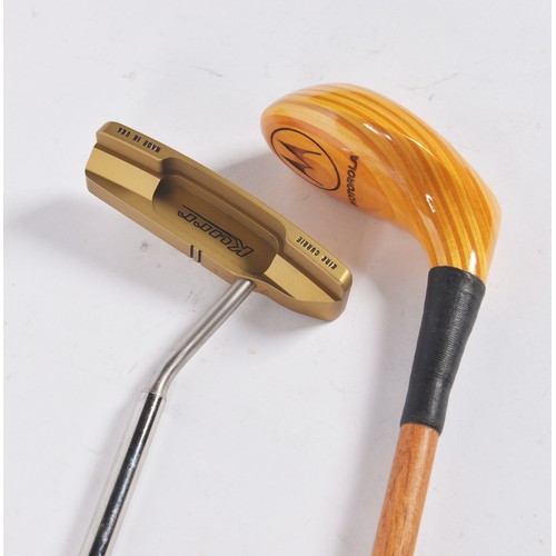 833 - A Motorola Gold Wood on a Hickory Shaft along with a Don Burns Kurr Kirk Currie Golf Putter.