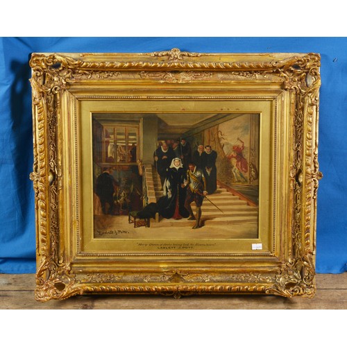 855 - A Victorian Oil on Canvas of Queen Mary of Scotland being led to Execution by Laslett J. Pott in a G... 