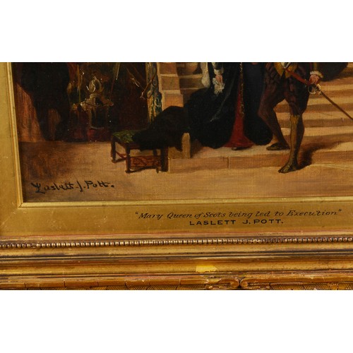 855 - A Victorian Oil on Canvas of Queen Mary of Scotland being led to Execution by Laslett J. Pott in a G... 