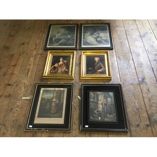 914 - A Collection of Six Pictures to include 2 x Lithographs & 4 x Prints in lovely Vintage Frames. Measu... 