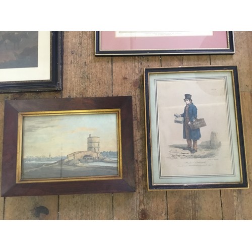 915 - A Collection of Seven Prints to include two hand painted Lithographs in Vintage Frames.