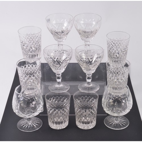 944 - A Set of Six Cut Glass & Diamond Cut Tumblers, Four White Wine Glasses & Two Brandy Glasses.