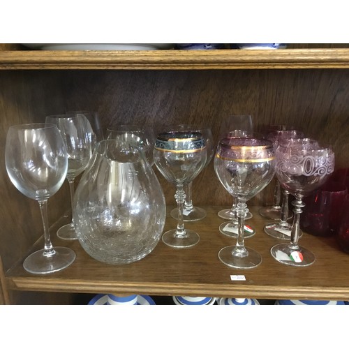 960 - A Large Collection of Glasses to include Gold Rimmed & Coloured Wine Glasses, Red Water Glasses, Flo... 