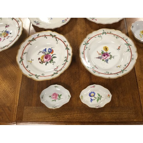 793 - A Set of Three Meissen Porcelain Green Rope & Entwinned Leaf Floral Sprig decorated Soup Bowls & a P... 