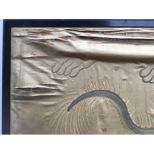 380 - A Lovely 18th/19th Century Chinese embroidered Silk depicting a Five Clawed Dragon chasing flaming p... 