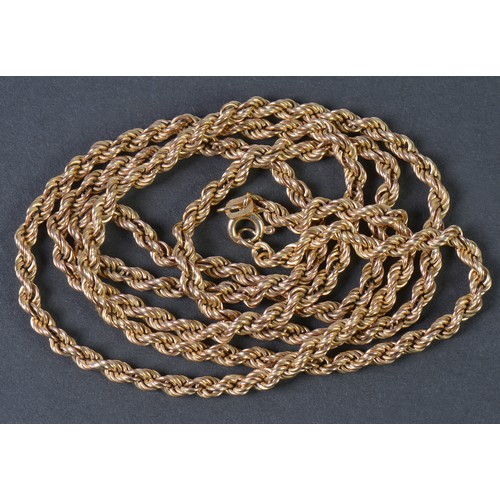 21 - A Ladies 9ct Gold Rope Twist Chain. Weighing: 13 grams. Measuring: 74cms.