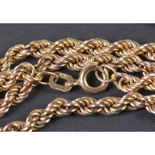 21 - A Ladies 9ct Gold Rope Twist Chain. Weighing: 13 grams. Measuring: 74cms.