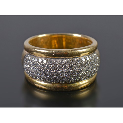 32 - An 18ct Gold Diamond Ring in a ribbed setting set with a Cluster of approximately 80 x 8-Cut Diamond... 