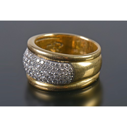 32 - An 18ct Gold Diamond Ring in a ribbed setting set with a Cluster of approximately 80 x 8-Cut Diamond... 