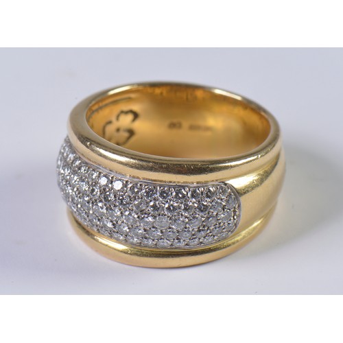 32 - An 18ct Gold Diamond Ring in a ribbed setting set with a Cluster of approximately 80 x 8-Cut Diamond... 