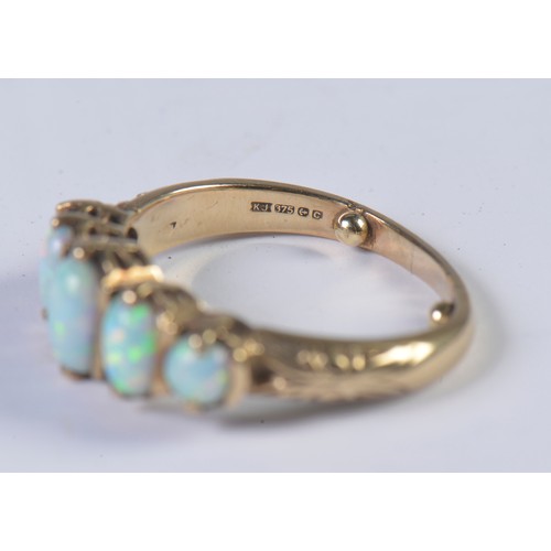 39 - A Ladies Victorian design 9ct Gold Opal Ring in a Cage & Claw setting. Size: Q/R. Weighing: 4.1 gram... 