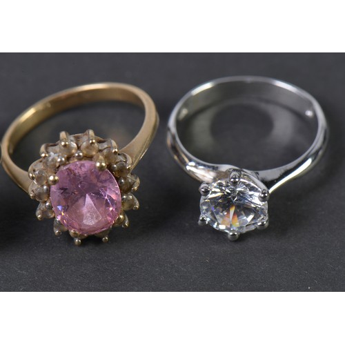 43 - Two 9ct Gold Rings set with coloured Stones along with Three 925 Silver Rings.