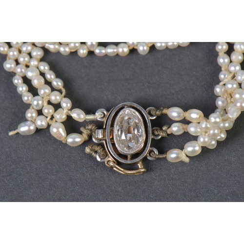 45 - A Victorian Gold & Platinum Fronted Regency design Seed Pearl Bracelet with a Safety Clasp.