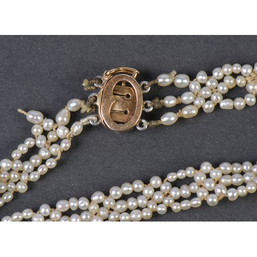 45 - A Victorian Gold & Platinum Fronted Regency design Seed Pearl Bracelet with a Safety Clasp.