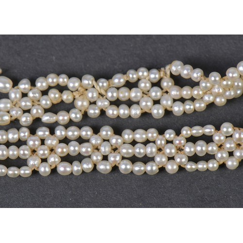 45 - A Victorian Gold & Platinum Fronted Regency design Seed Pearl Bracelet with a Safety Clasp.