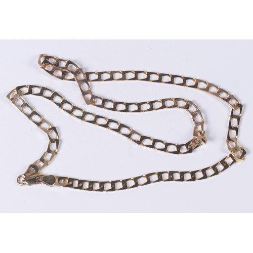 50 - An Art Deco design Square Flattened Link 9ct Gold Chain. Weighing: 10 grams. Length: 46cms.