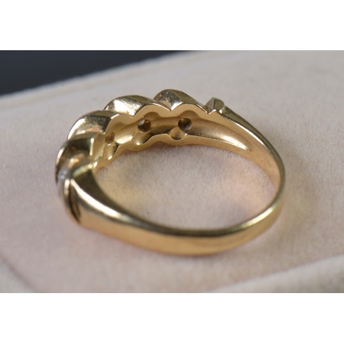 52 - A Ladies 14ct Gold & Five Stone Rolling Waves Dress Ring. Size: P. Weighing: 5 Grams.