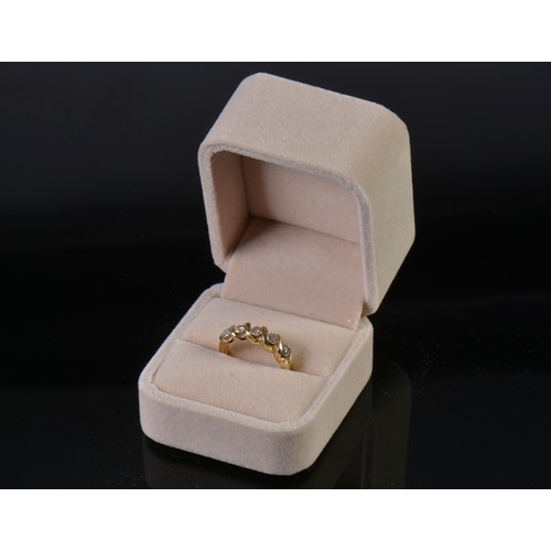 52 - A Ladies 14ct Gold & Five Stone Rolling Waves Dress Ring. Size: P. Weighing: 5 Grams.