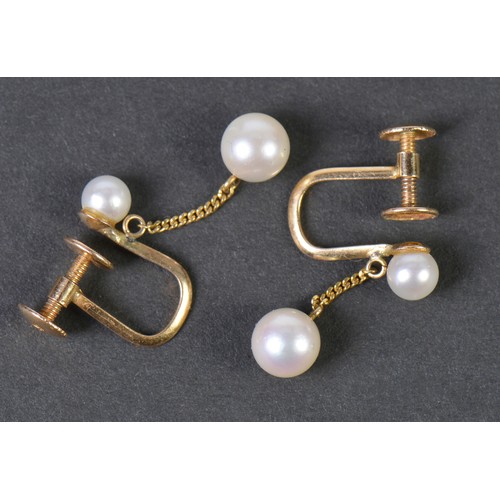 77 - A Pair of 14ct Gold Pearl Earrings.