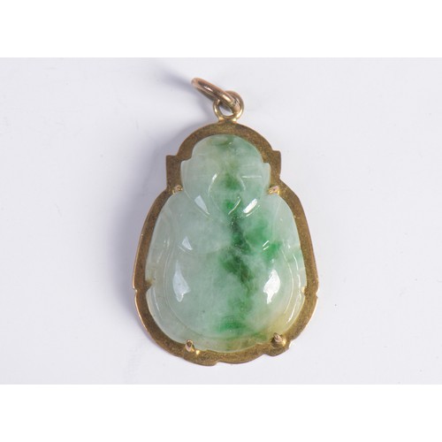 81 - A 14K (Marked) Jade Pendent depicting a Buddha.