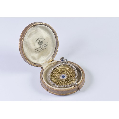 91 - A Late 19th Century French Diamond & Sapphire mounted Franc Purse with a Central Sapphire & a Caboch... 