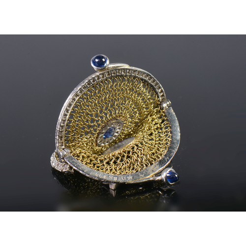 91 - A Late 19th Century French Diamond & Sapphire mounted Franc Purse with a Central Sapphire & a Caboch... 