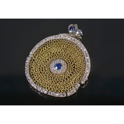 91 - A Late 19th Century French Diamond & Sapphire mounted Franc Purse with a Central Sapphire & a Caboch... 