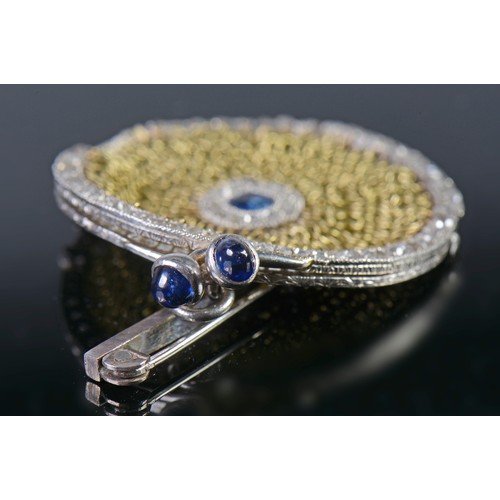 91 - A Late 19th Century French Diamond & Sapphire mounted Franc Purse with a Central Sapphire & a Caboch... 