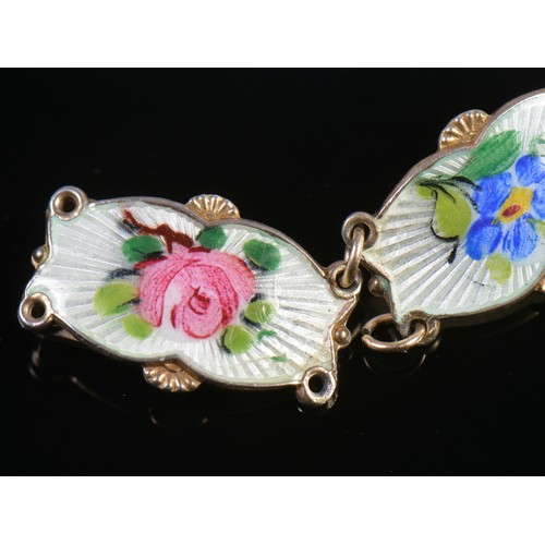 97 - A Norwegian Silver & Painted Enamel Floral Bracelet by 