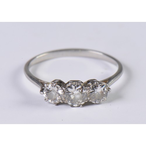 107 - A Ladies Three Stone Diamond Ring. Size: R.