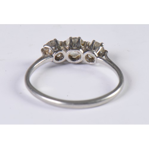 107 - A Ladies Three Stone Diamond Ring. Size: R.