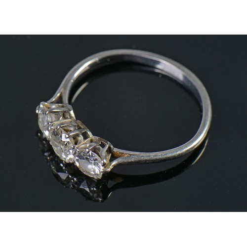 107 - A Ladies Three Stone Diamond Ring. Size: R.