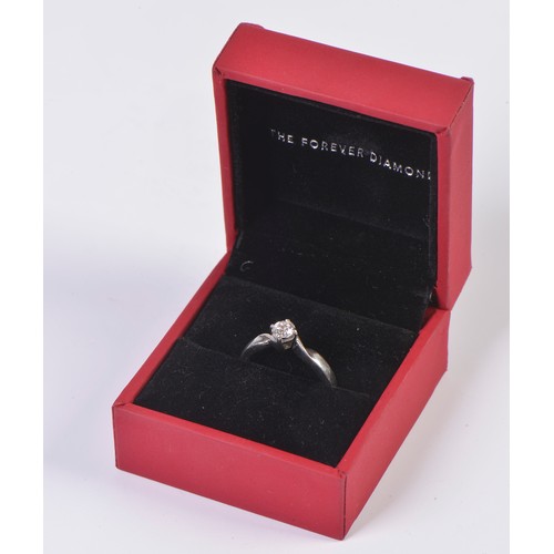 108 - A Ladies Palladium Set Single Stone Diamond Ring of 0.33ct with an IGI Institute Certificate from th... 