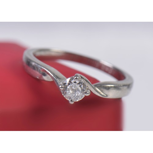 108 - A Ladies Palladium Set Single Stone Diamond Ring of 0.33ct with an IGI Institute Certificate from th... 