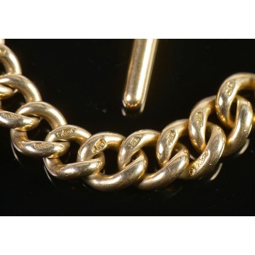 109 - An 18ct Gold Twisted Graduated Curb Link Albert. Weighing: 40.9 grams.