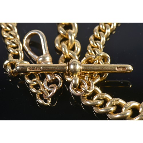 109 - An 18ct Gold Twisted Graduated Curb Link Albert. Weighing: 40.9 grams.