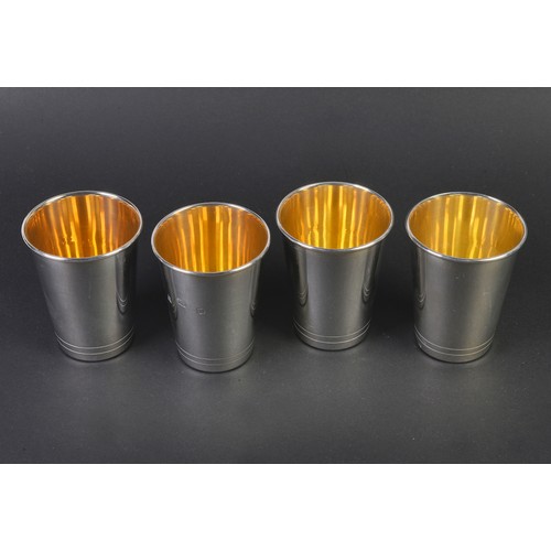 183 - A Set of Four Silver Tot Cups, Birmingham Hallmark. Weighing: 162 grams.