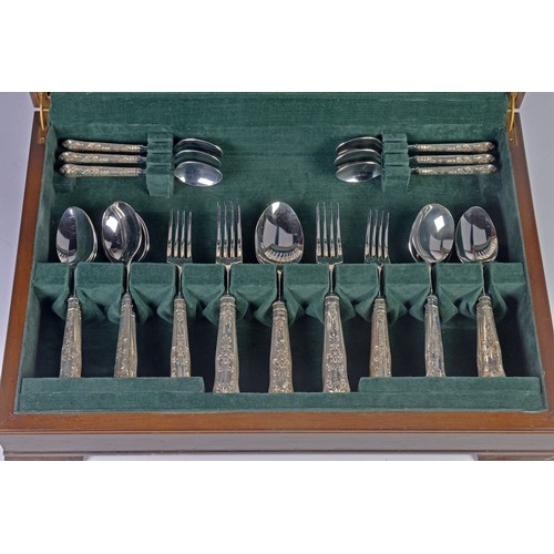 187 - A Kings Pattern Silver Handled & hallmarked Stainless Steel mounted Canteen of Cutlery.