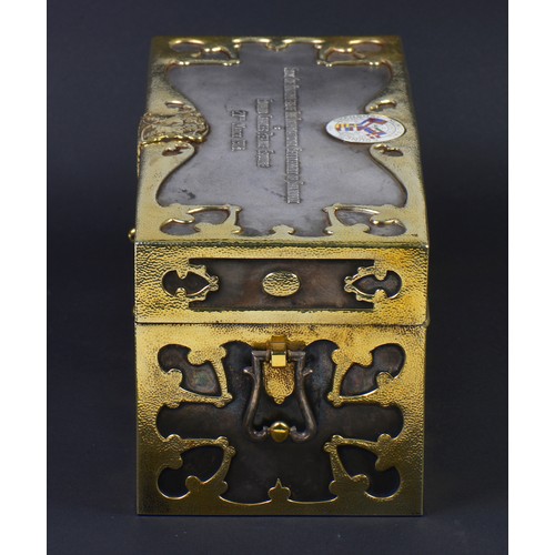 201 - A Very Rare Arts & Crafts period Gold Hand Hammered & Silver Overlaid Casket from 