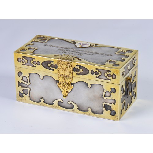 201 - A Very Rare Arts & Crafts period Gold Hand Hammered & Silver Overlaid Casket from 